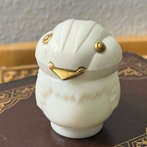 Owl Bird Bottle - Snow Bird - White Milk Glass - Avon